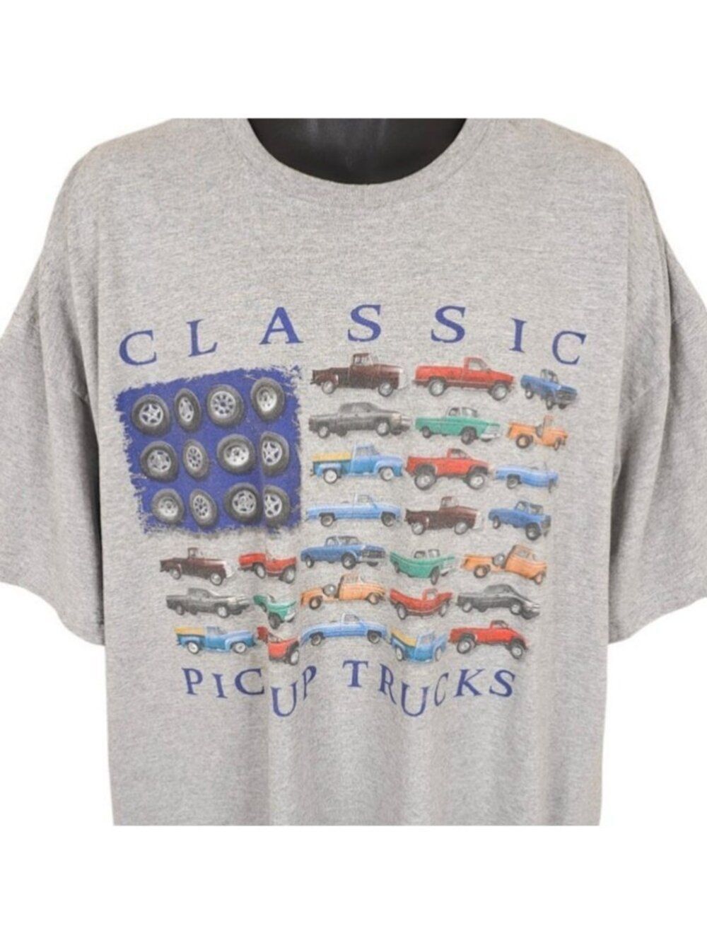 Classic Pickup Trucks T Shirt Mens Size 3XL Gray American Flag